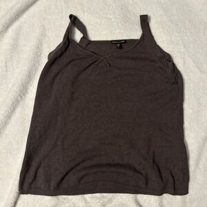 EILEEN FISHER Tank Top M Stretch Cotton Brown V Neck